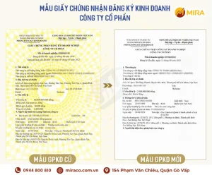 Mẫu giấy chứng nhận đăng ký kinh doanh Công ty Cổ phần - Tư vấn doanh nghiệp Mira